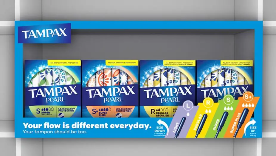 Tampax retail activation display for P&G.